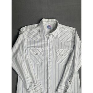 Miller Ranch Men's Western Shirt Cowboy Snap Button Long Sleeve White Lrg 17-35